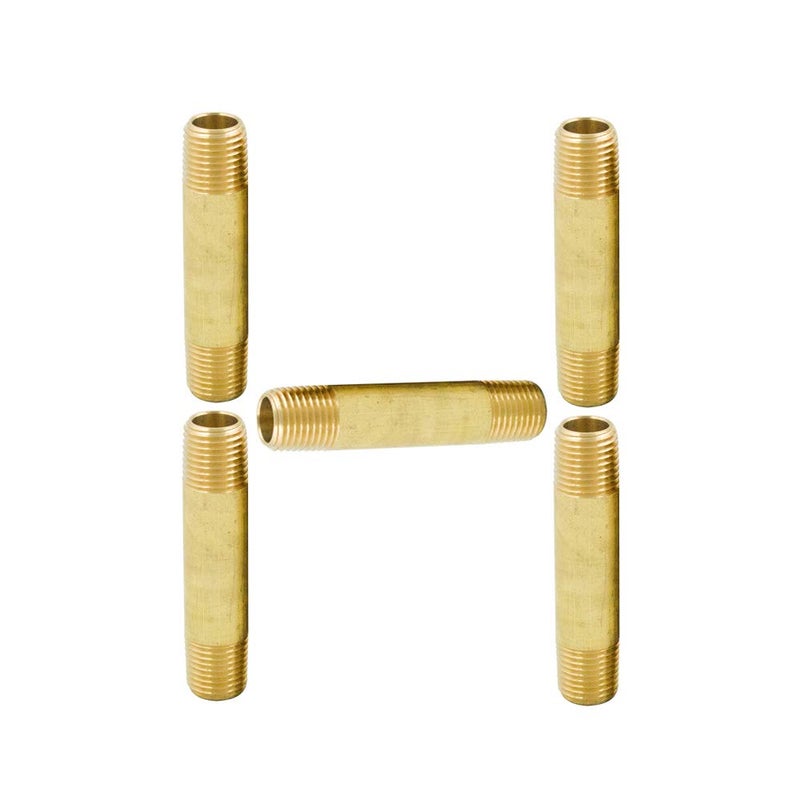 Legines Brass Pipe Fitting Long Nipple, 1/8" NPT Male x 1/8" NPT Male Extender Straight Connector, 1-1/2"Length 1200psi (Pack of 5) - Image 1